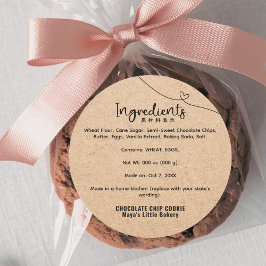 Adesivo Neutral Kraft Heart Line Bakery Ingredient