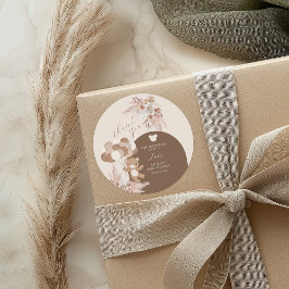Adesivo Neutral Teddy Balloon Floral Baby Shower Thank You