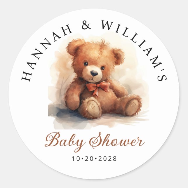 Adesivo Neutral Teddy Bear Baby Shower (Frente)