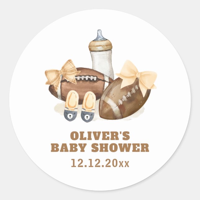 Adesivo Neutral Touchdown Football Boy Baby Shower (Frente)