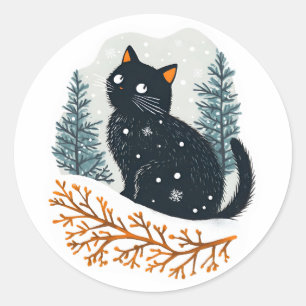 Adesivo Neve de inverno aconchegante do gato preto