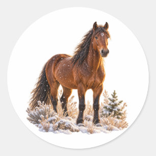 Adesivo Neve de Natal do Cavalo Selvagem de Inverno