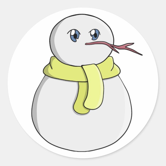 Adesivo Neve vestindo um cachecol amarelo (Frente)