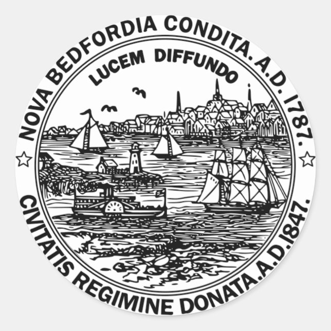 Adesivo New Bedford Massachusetts Seal Round Sticker (Frente)