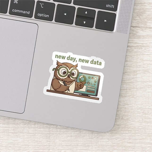 Adesivo New Day New Data Sticker – Cute Owl for Analysts (Detalhe)