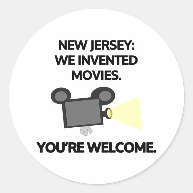 Adesivo New Jersey: Nós inventamos filmes. (Frente)