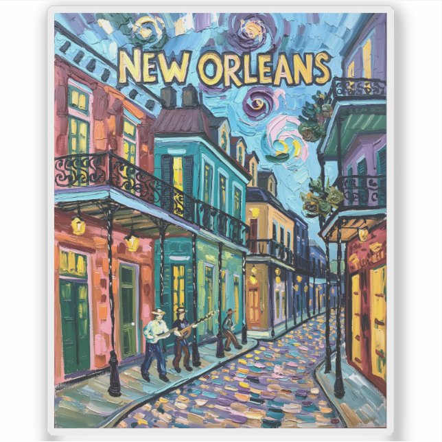 Adesivo New Orleans French Quarter Van Gogh Style Travel (Frente)