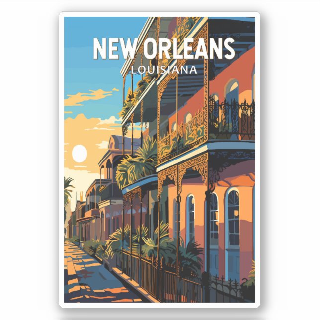 Adesivo New Orleans Louisiana Viagem Art Vintage (Frente)