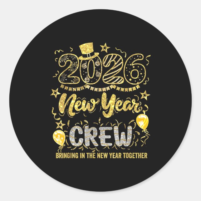 Adesivo New Year Crew 2026 Family Bringing In The New Year (Frente)