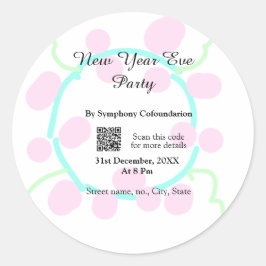 Adesivo New year eve party scan QR RSVP name pink blue 