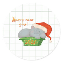New Year Lucky Cat Sticker for Holiday Gifts