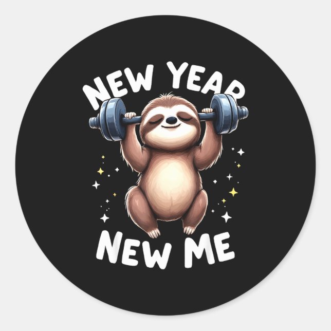 Adesivo New Year New Me Funny Fitness Workout Gym Sloth We (Frente)