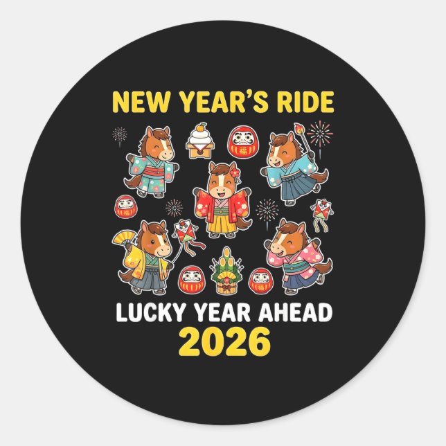 Adesivo New Year’s Ride 2026 Cute Zodiac Celebration Graph (Frente)
