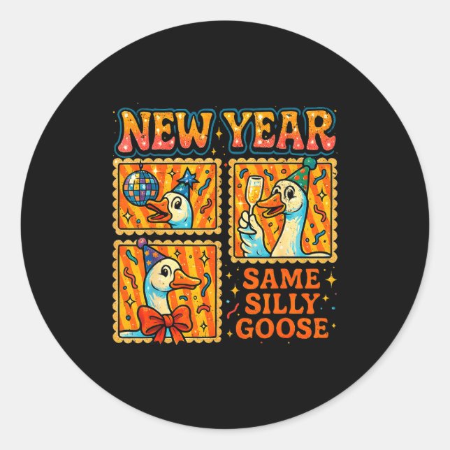 Adesivo New Year Same Silly Goose Funny Retro Party Gift  (Frente)
