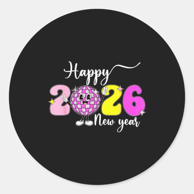 Adesivo New Year's Eve Hello 2026 Happy New Year 2026 Disc (Frente)
