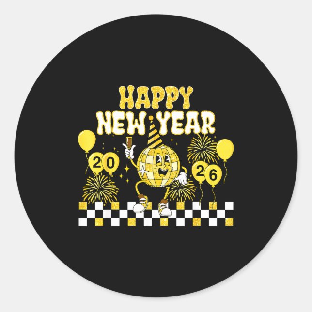 Adesivo New Year's Eve Hello 2026 Happy New Year 2026 Disc (Frente)