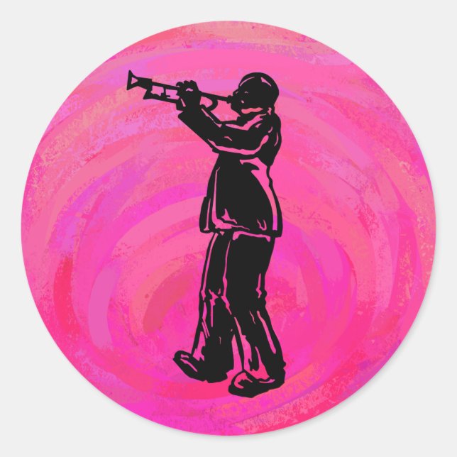 Adesivo New York Boogie Nights Trumpet rosa quente (Frente)