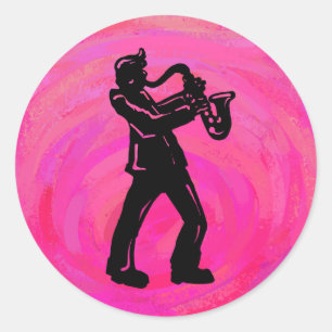Adesivo New York Boogie Noites Saxofone Rosa Quente