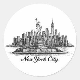 Adesivo New York City Skyline Line Art Illustration