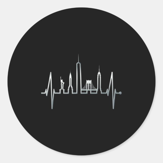 Adesivo New York Skyline Heartbeat Love Statue Of Liberty  (Frente)