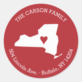 Adesivo New York State Return Address com Heart on City