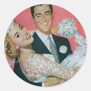 Adesivo Newlyweds do casamento vintage, noiva do
