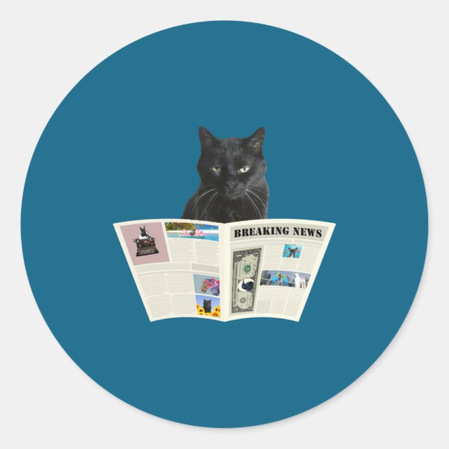 Adesivo Newspaper Breaking News Black Cat Au Journal  (Frente)