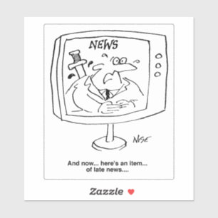 Adesivo Newsreader com notícias atrasadas no Cartoon de Te