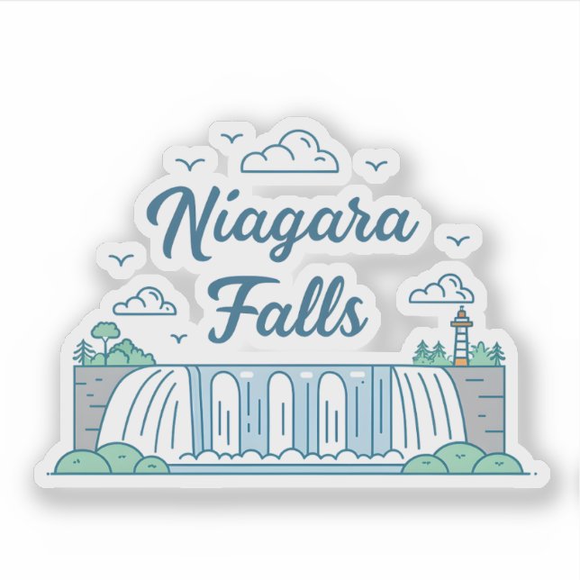 Adesivo Niagara Falls Minimal Flat Design Illustration (Frente)