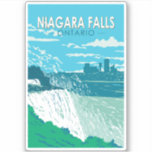 Adesivo Niagara Falls Ontario Viagem Art Vintage<br><div class="desc">Niagara Cai num estilo de arte vetorial. Seu lugar na margem oeste do rio Niágara ignora as cataratas de ferradura,  a seção mais expansiva das cascatas.</div>