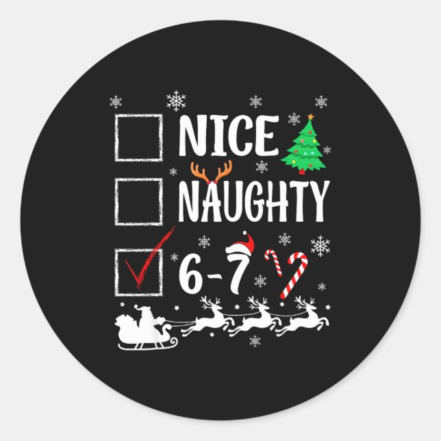 Adesivo Nice Naughty 67 Funny Christmas Brainrot Six Seven (Frente)