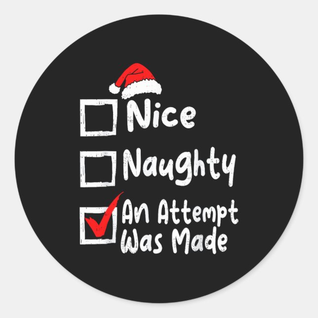 Adesivo Nice Naughty An Attempt Was Made Funny Christmas L (Frente)