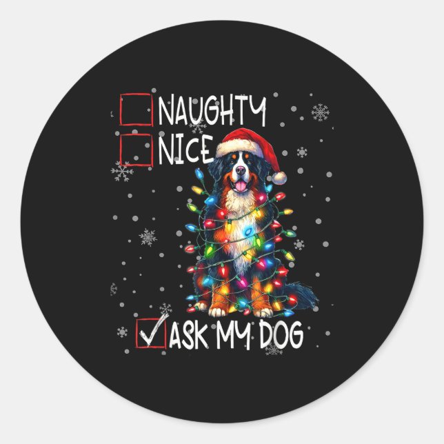 Adesivo Nice Naughty Ask My Dog Christmas List Xmas  (Frente)