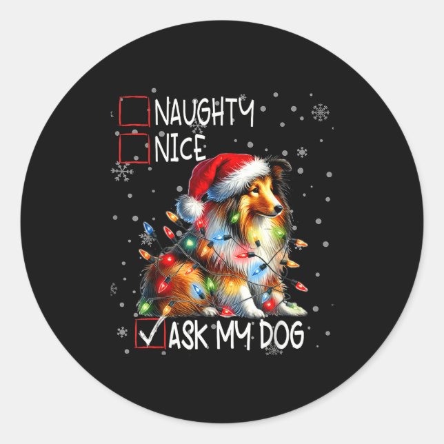 Adesivo Nice Naughty Ask My Dog Christmas List Xmas  (Frente)