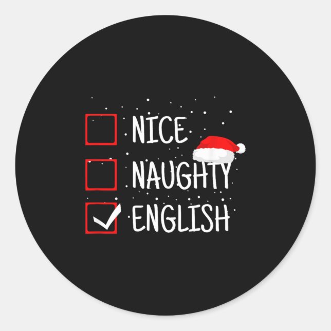 Adesivo Nice Naughty English Christmas Checklist Funny Eng (Frente)