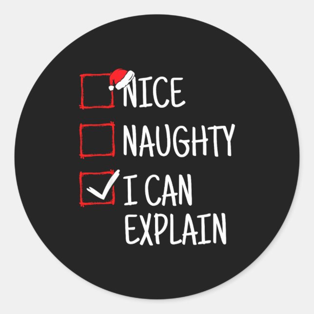 Adesivo Nice Naughty I Can Explain Funny Christmas  (Frente)