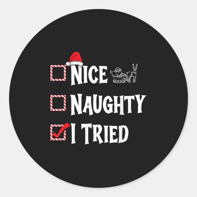 Adesivo Nice Naughty - I Tried Christmas List  (Frente)