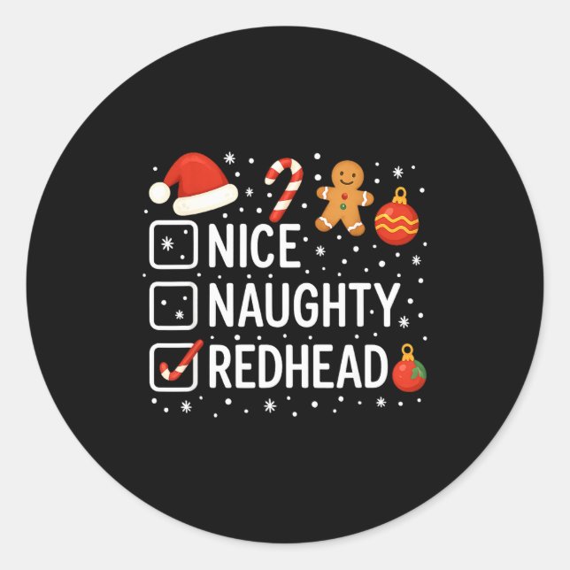 Adesivo Nice Naughty Redhead Funny Christmas Quote  (Frente)
