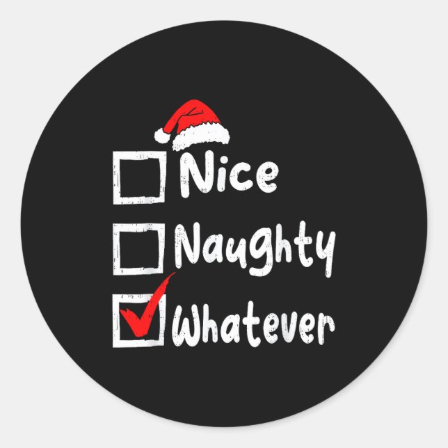 Adesivo Nice Naughty Whatever Funny Christmas List Family  (Frente)