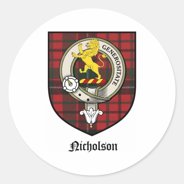 Adesivo Nicholson Clan Crest Crachá Tartan (Frente)