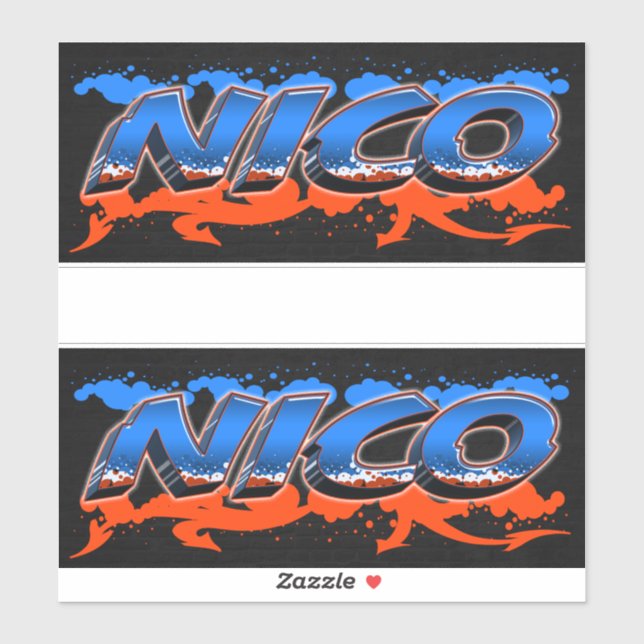 Adesivo Nico Vorname Name Graffiti Aufkleber Sticker (Folha)