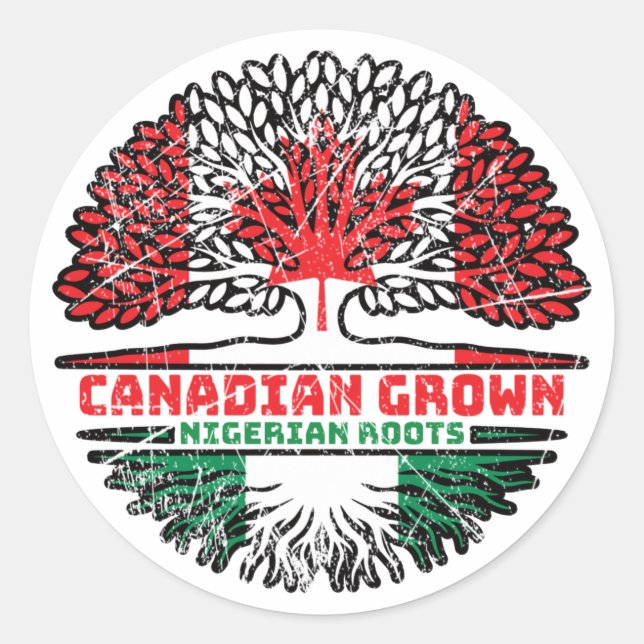 Adesivo Nigéria Nigeriana canadense Canada Tree Roots Flag (Frente)