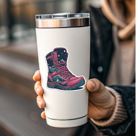 Adesivo Night Camping Pink Hiking Boot Sticker | Die-Cut