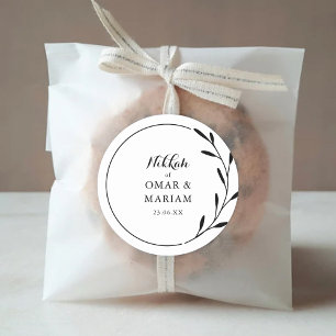 Adesivo Nikkah Elegant Black White Botanical Weding Favor