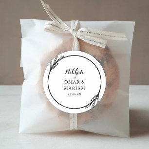 Adesivo Nikkah Elegant Black White Wedor Favor