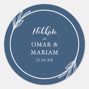 Adesivo Nikkah Elegant Marinho Citação Botânica