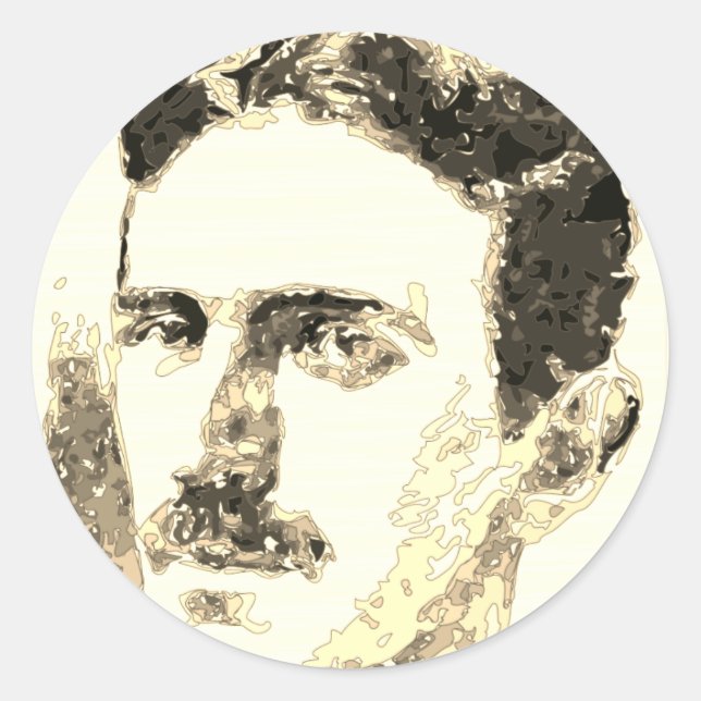 Adesivo Nikola Tesla Desenho Em Sepia (Frente)