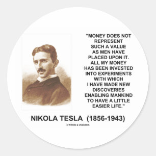 Adesivo Nikola Tesla Money Descobertas Mais Fáceis De Vida