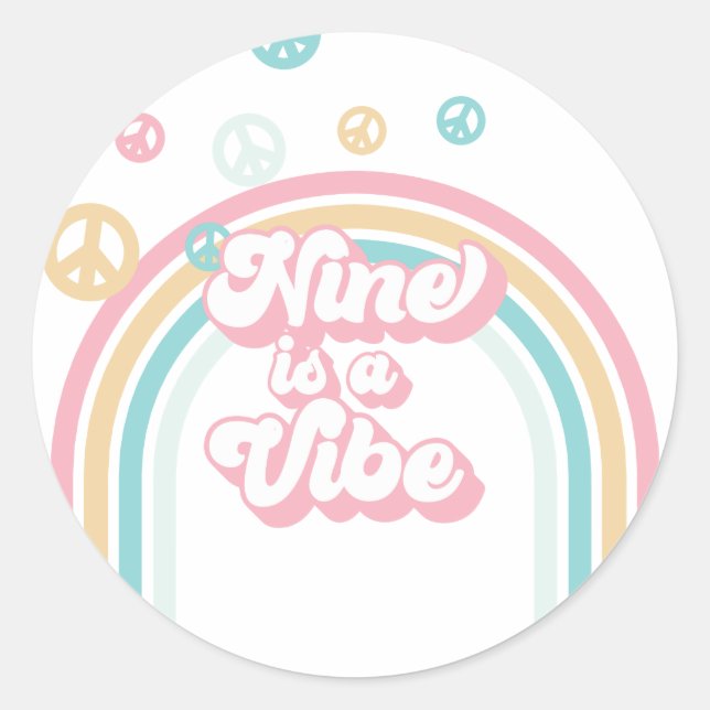 Adesivo Nine is a Vibe Retro Verão Arco-íris (Frente)