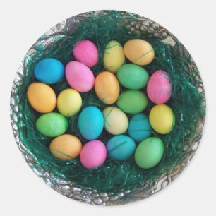 Adesivo Ninho de Ovos de Páscoa Multicolorida